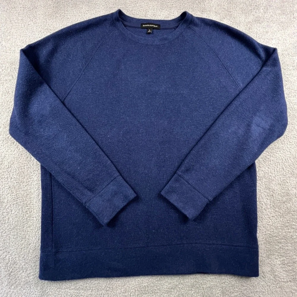 Banana Republic Sweater Mens‎ XL Blue Crewneck Cotton Blend Casual Basic Elegant